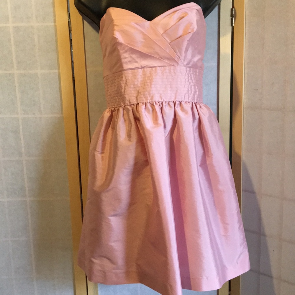 Organza pink babydoll semi-formal strapless